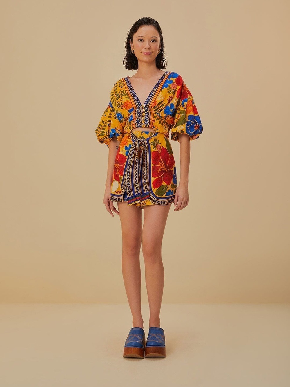 Farm Rio Yellow Floral Yard Shorts